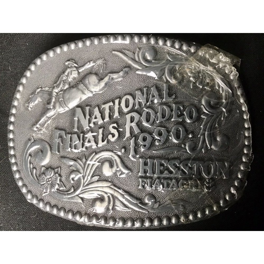 Cowboy Belt Buckle 1990 NFR National Finals Rodeo Hesston Sealed